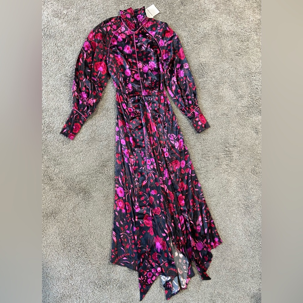 Sabina Musayev NEW ELODIA Long Sleeve Back Cut Out Black Floral Dress Sz S $865 - Picture 8 of 16